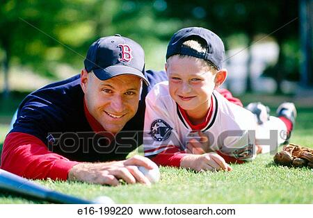 Stock Image - Baseball father and son. Fotosearch
