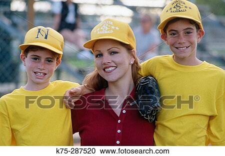 baseball players, mom and sons View Large Photo Image Stock Image - baseball players, mom and sons. Fotosearch