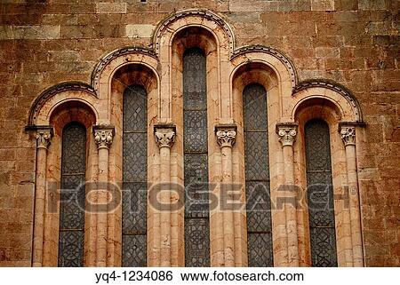 Stock Photograph - Basilica de Covadonga, Asturias. Detail window. Fotosearch