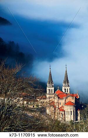 Basilica of Nuestra Seora de las Batallas. Covadonga. Picos de Europa National Park. Asturias. Spain View Large Photo Image Stock Photography - Basilica of Nuestra Seora de las Batallas. Covadonga. Picos de Europa National Park. Asturias. Spain. Fotosearch