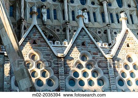Picture - Basilica of Sagrada Familia (by architect Antoni Gaudi) in Barcelona, Catalonia, Spain.. Fotosearch