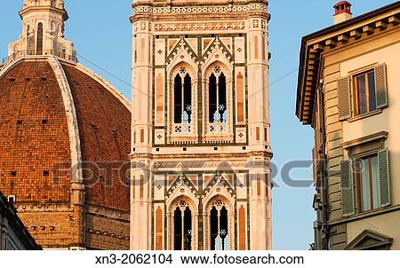 Picture - Basilica of Santa Maria del Fiore, Giotto Campanile, bell tower, Piazza del Duomo, Florence, Tuscany, Italy.. Fotosearch