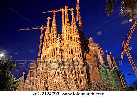 Basilica of the Sagrada Familia at night, arch. Antoni Gaudi, Barcelona, Catalonia, Spain View Large Photo Image Stock Image - Basilica of the Sagrada Familia at night, arch. Antoni Gaudi, Barcelona, Catalonia, Spain. Fotosearch