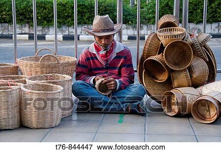 basket maker and his wares in Bangkok Thailand View Large Photo Image Stock Photo - basket maker and his wares in Bangkok Thailand. Fotosearch