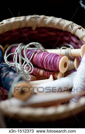 Basket of spools of thread View Large Photo Image Stock Image - Basket of spools of thread. Fotosearch