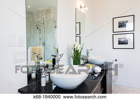 Bathroom in a modern house View Large Photo Image Stock Image - Bathroom in a modern house. Fotosearch