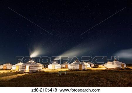 Stock Photo - bayan gobi ger camp.. Fotosearch