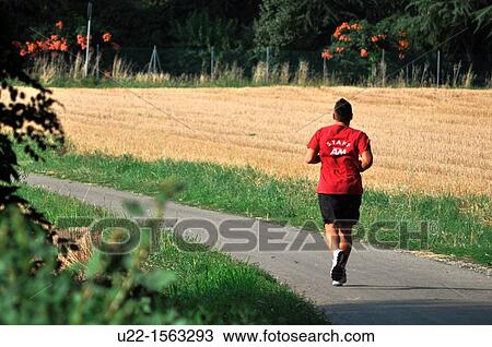 Bazzano (Bologna, Italy): a man jogging in the countryside View Large Photo Image Stock Image - Bazzano (Bologna, Italy): a man jogging in the countryside. Fotosearch