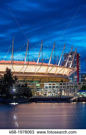 BC Place Stadium at night, Vancouver, BC, Canada. View Large Photo Image Stock Image - BC Place Stadium at night, Vancouver, BC, Canada.. Fotosearch