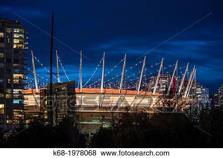 BC Place Stadium at night, Vancouver, BC, Canada. View Large Photo Image Stock Photo - BC Place Stadium at night, Vancouver, BC, Canada.. Fotosearch