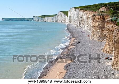 Beach at Birling Gap on the Seven Sisters South Dawns Way, Sussex, England, UK View Large Photo Image Stock Photo - Beach at Birling Gap on the Seven Sisters South Dawns Way, Sussex, England, UK. Fotosearch