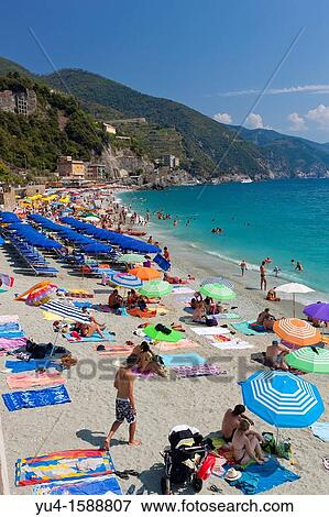 Beach at Monterosso al Mare, Cinque Terre, Liguria, Italy, Europe View Large Photo Image Stock Photo - Beach at Monterosso al Mare, Cinque Terre, Liguria, Italy, Europe. Fotosearch