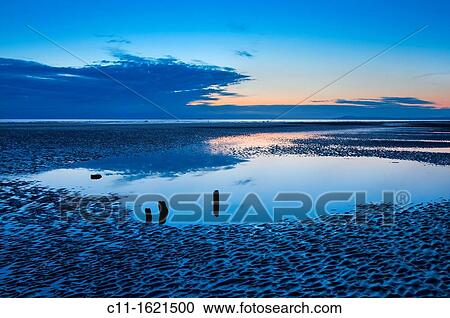 beach at sunset on fylde coast, cleveleys, lancashire, england, uk View Large Photo Image Stock Image - beach at sunset on fylde coast, cleveleys, lancashire, england, uk. Fotosearch