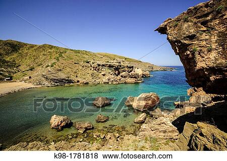 Beach, Cala En Calderer, Ferreries, Menorca, Balearic Islands, Spain, Europe View Large Photo Image Stock Photo - Beach, Cala En Calderer, Ferreries, Menorca, Balearic Islands, Spain, Europe. Fotosearch