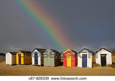 Beach Huts Southwold Suffolk UK April View Large Photo Image Stock Photo - Beach Huts Southwold Suffolk UK April. Fotosearch