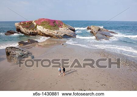 Stock Image - Beach of the Castros - Praia Os Castros-Illas -, Ribadeo, Lugo, Galicia, Spain. Fotosearch