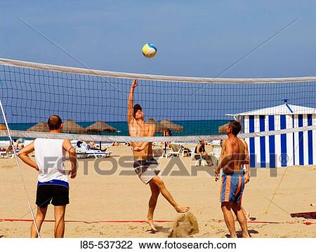 Beach volleyball. Playa de las Arenas, Valencia, Spain View Large Photo Image Stock Image - Beach volleyball. Playa de las Arenas, Valencia, Spain. Fotosearch