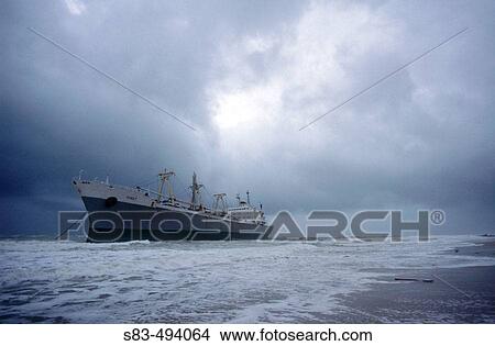 Picture - Beached oil tanker. Fotosearch