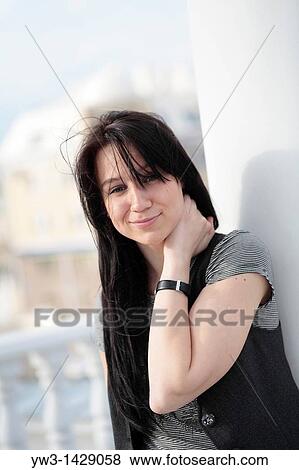 beautiful brunette outdoor portrait View Large Photo Image Stock Photo - beautiful brunette outdoor portrait. Fotosearch