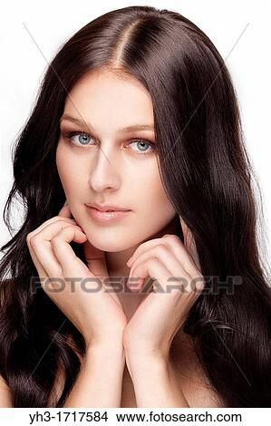 Beautiful caucasian woman with long brown hair View Large Photo Image Picture - Beautiful caucasian woman with long brown hair. Fotosearch