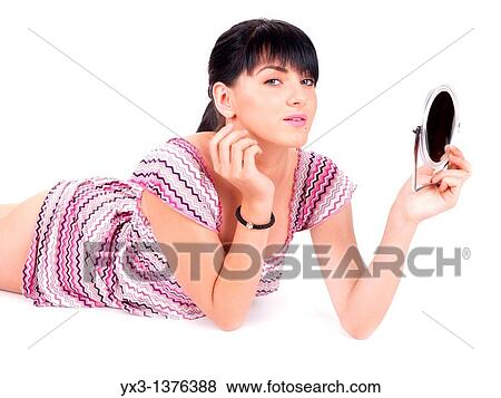 Beautiful girl with a mirror View Large Photo Image Stock Photo - Beautiful girl with a mirror. Fotosearch