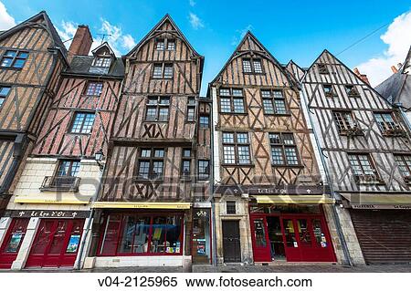 Beautiful timbered houses on Place Plumerau in the picturesque village of Tours, Indre-et-Loire, France, Europe View Large Photo Image Stock Photography - Beautiful timbered houses on Place Plumerau in the picturesque village of Tours, Indre-et-Loire, France, Europe. Fotosearch