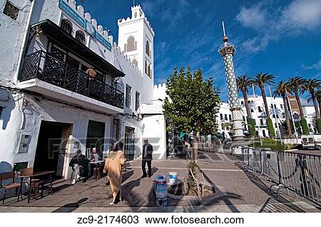 Beautiful white houses in main square called Place Hassan II, Tetuan, Morocco. View Large Photo Image Stock Image - Beautiful white houses in main square called Place Hassan II, Tetuan, Morocco.. Fotosearch