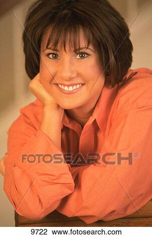 Stock Image - Beautiful woman, big smile. Fotosearch