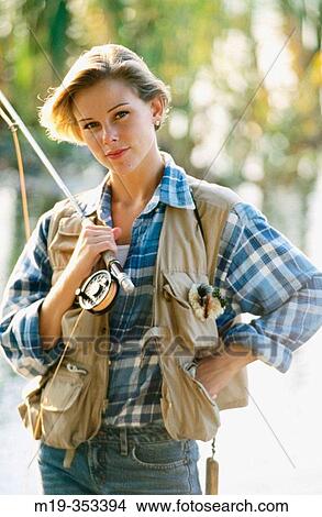 beautiful woman fly fisherman View Large Photo Image Picture - beautiful woman fly fisherman. Fotosearch