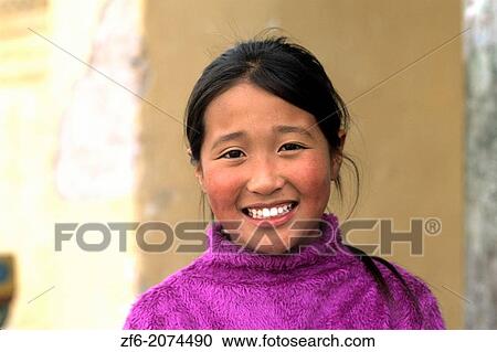 Stock Image - Beautiful Young Girl Age 13 Ulaan Baatar Mongolia.. Fotosearch