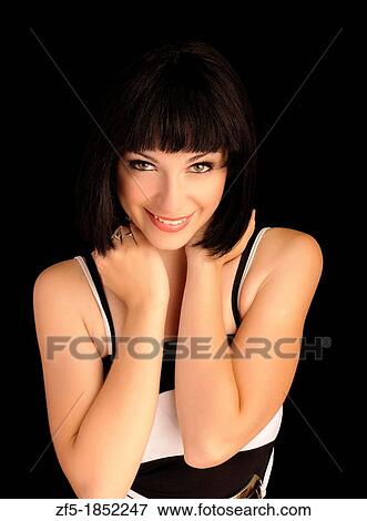 Beautiful young woman with bob hairstyle View Large Photo Image Stock Photo - Beautiful young woman with bob hairstyle. Fotosearch