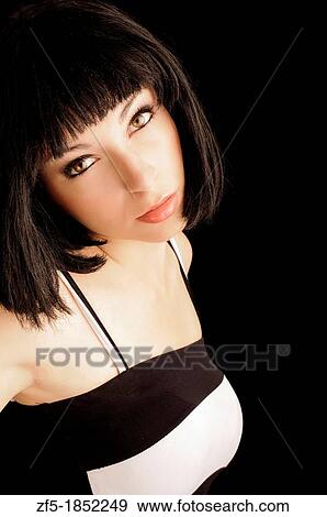 Stock Photo - Beautiful young woman with bob hairstyle. Fotosearch