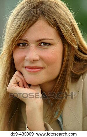Stock Photo - Beauty shot, young woman early twenties.. Fotosearch