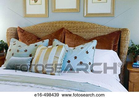 Bed and pillows View Large Photo Image Stock Photo - Bed and pillows. Fotosearch