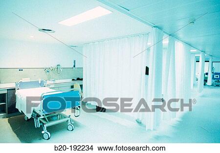 Bed in hospital emergency area View Large Photo Image Picture - Bed in hospital emergency area. Fotosearch