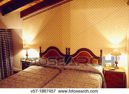 Bedroom in rural hotel View Large Photo Image Stock Photo - Bedroom in rural hotel. Fotosearch