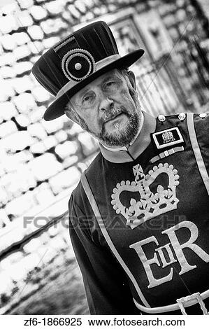 Stock Photography - Beefeater at the Tower of London in London England. Fotosearch
