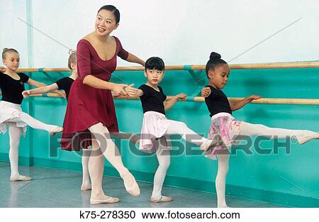 Stock Image - beginner ballet class. Fotosearch
