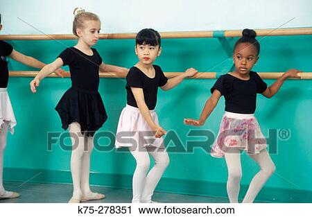 Stock Image - Beginner ballet students. Fotosearch