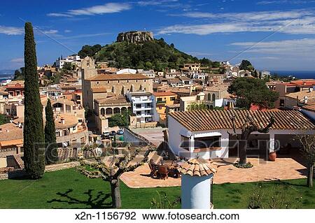 Stock Image - Begur village and castle Costa Brava Baix Empord? Girona Catalunya Spain. Fotosearch