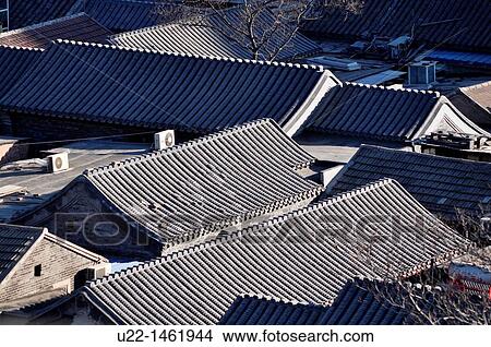 Beijing (China): view of Dongcheng hutongs roofs from the top of the Bell Tower View Large Photo Image Picture - Beijing (China): view of Dongcheng hutongs roofs from the top of the Bell Tower. Fotosearch