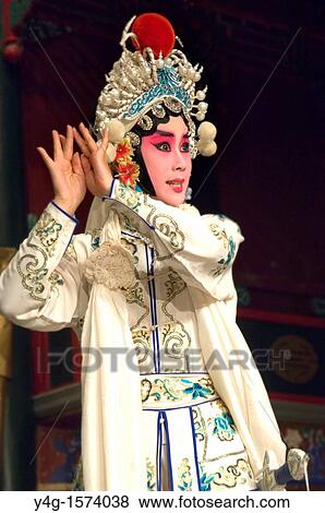 Stock Photo - Beijing Opera, Beijing, China, female lead striking a pose. Fotosearch