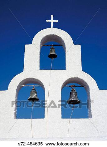 belfry on Santorini island, Cyclades, Greece View Large Photo Image Stock Photography - belfry on Santorini island, Cyclades, Greece. Fotosearch