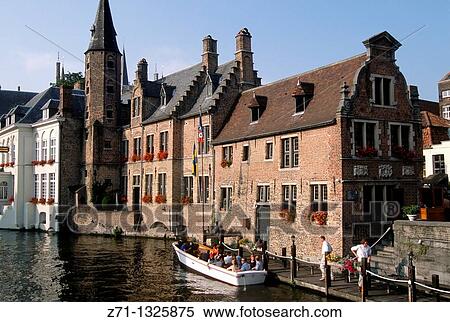 Belgium, Bruges, canal scene. View Large Photo Image Stock Photography - Belgium, Bruges, canal scene.. Fotosearch