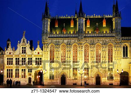 Belgium, Bruges, City Hall. View Large Photo Image Stock Photo - Belgium, Bruges, City Hall.. Fotosearch
