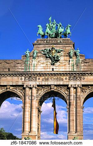 Belgium Brussels Arch of Cinquatenaire colorful monument in Belgium View Large Photo Image Stock Photograph - Belgium Brussels Arch of Cinquatenaire colorful monument in Belgium. Fotosearch