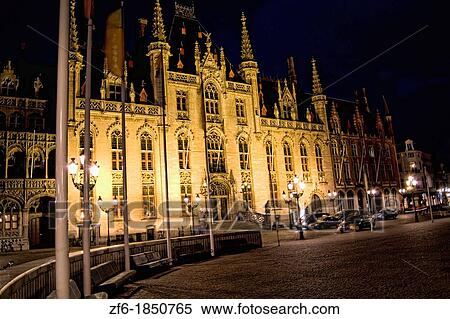 Belgium night photo of House of Governor or Provence House in Marketplace in downtown Bruges Belgium View Large Photo Image Stock Photography - Belgium night photo of House of Governor or Provence House in Marketplace in downtown Bruges Belgium. Fotosearch