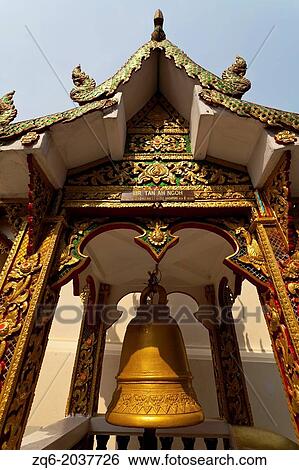 Stock Photograph - Bell of the Temple Wat Phra That Doi Suthep in Chiang Mai, Thailand.. Fotosearch