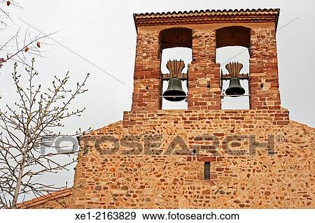 Stock Photo - Bell tower of the church of Sant Pere, Romanesque, Terrassa, Catalonia, Spain. Fotosearch