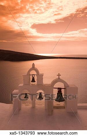 Stock Image - Bell tower, Oia, Santorini, Greece. Fotosearch